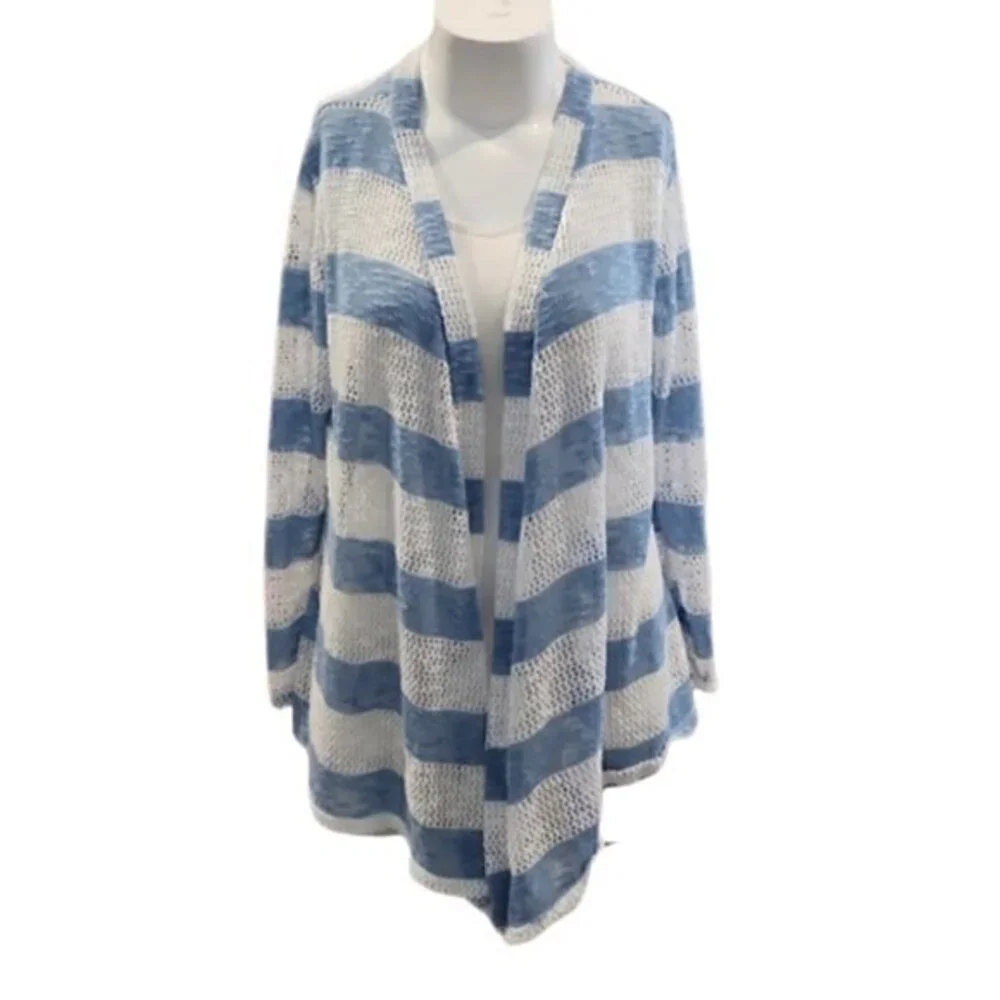 [Retro Threads] Striped Open Cardigan - Size XXL